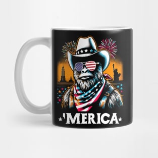 USA 'Merica Sasquatch Bigfoot 4th of July Fireworks Funny Patriotic Mug